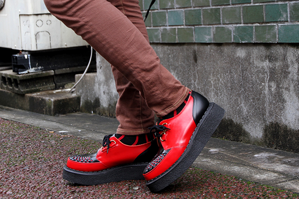 ジョージコックスCOLOR 15062レッドレザー×ブラックレザー レッドインターレース/ROCK SHOES COMPANY ジョージコックスCOLOR 15062レッドレザー×ブラックレザー レッドインターレース/ROCK SHOES COMPANY